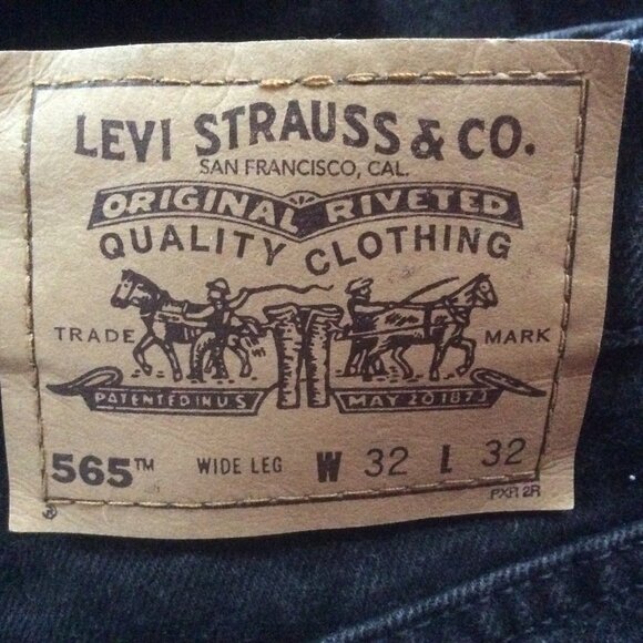 Levis 565 Black 90s VTG Rare Orange Tab Loose Fit Wide Leg EUC Jeans Size 32x32 - Picture 3 of 6